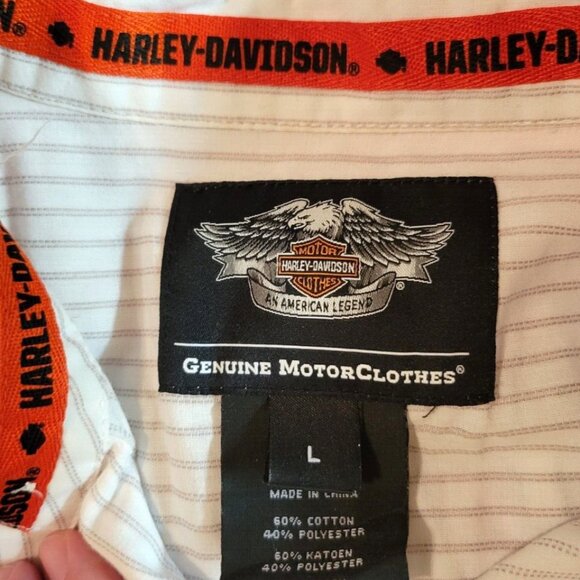 Harley Davidson Motorcycles Size Large Button Down Shop Embroidered Shirt - Picture 5 of 9